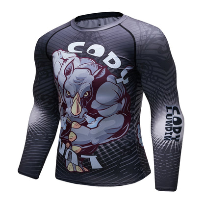Men's Jiu Jitsu Kimono Rashguard MMA T-shirt Animal Print Compression Shirts Sport Tops Bjj Kickboxing Muay Thai Sport Boxing
