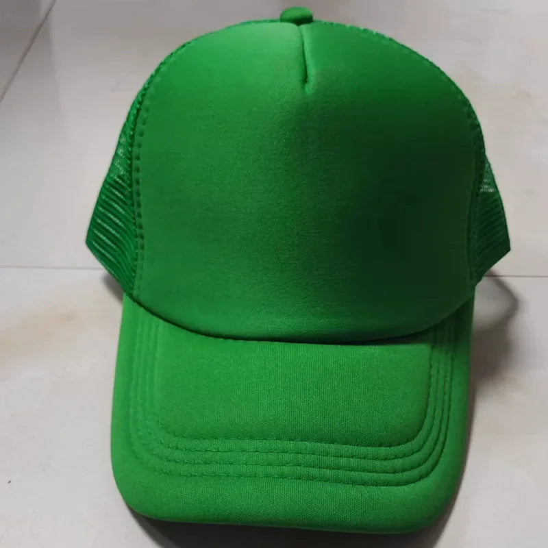 Unisex Cheaper 5 Panel Trucker Hat For Adult Summer Net Baseball Cap Men Women Sponge Mesh Adjustable Sun Hat Visor