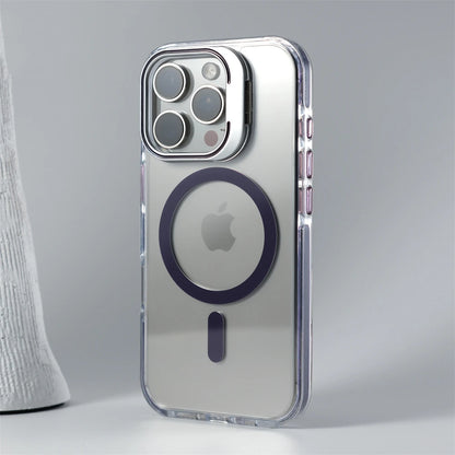 Luxury Lens Holder Shockproof Magnetic Case For iPhone 16 15 14 Plus 13 12 17 Pro Max 17Air 16e Magsafe Fashion Clear Cover