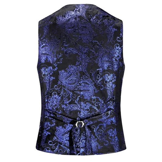 2026 New Mens Gold Steampunk Vest, Asian Size Blue Sleeveless Slim Dress Vests, Red Silver Waistcoat