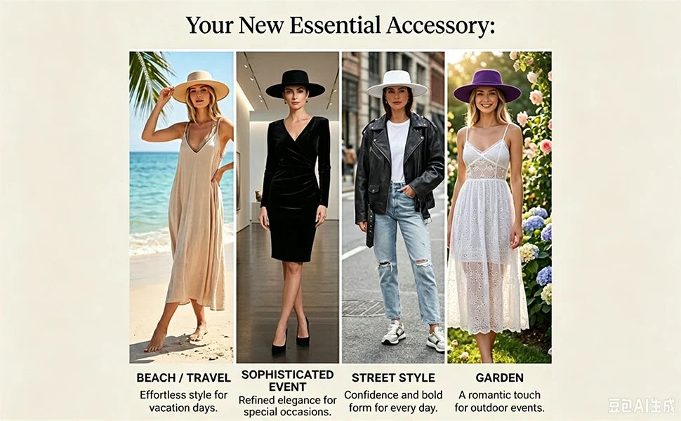 Elegant Women Men Flat Top Wide Brim Fedora Hat Autumn Winter Fedoras Boater Hat Church Panama Hats