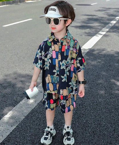 Printed Shirt Korean Clothing Children Top Children's From 8 12 Years Summer Suit for Boy Kids Boys Clothes Set 4 Old Costume 7