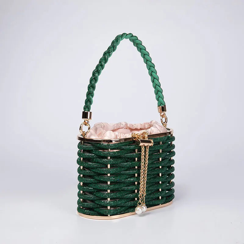 Handbag Shoulder Glitter Pearl Wedding Party Clutch Purse Diamonds Shiny Beading Evening Bag Crossbody Rhinestone Luxury Woman