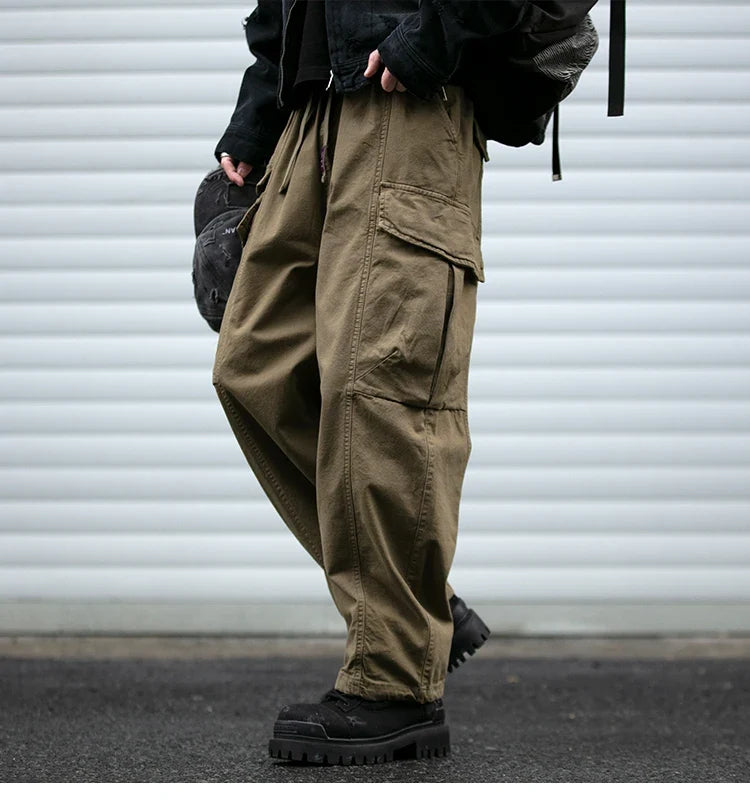 Oversized Cargo Pants For Men Multi Pocket Loose Fit Streetwear Casual American Style Korean Trendy Fashion Straight Leg Pants