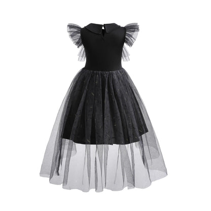 Wednesday Cosplay For Girls Costume Movie Addams Dresses for Girl Kids Mesh Party Dresses Halloween Carnival Costumes 4-12Yrs