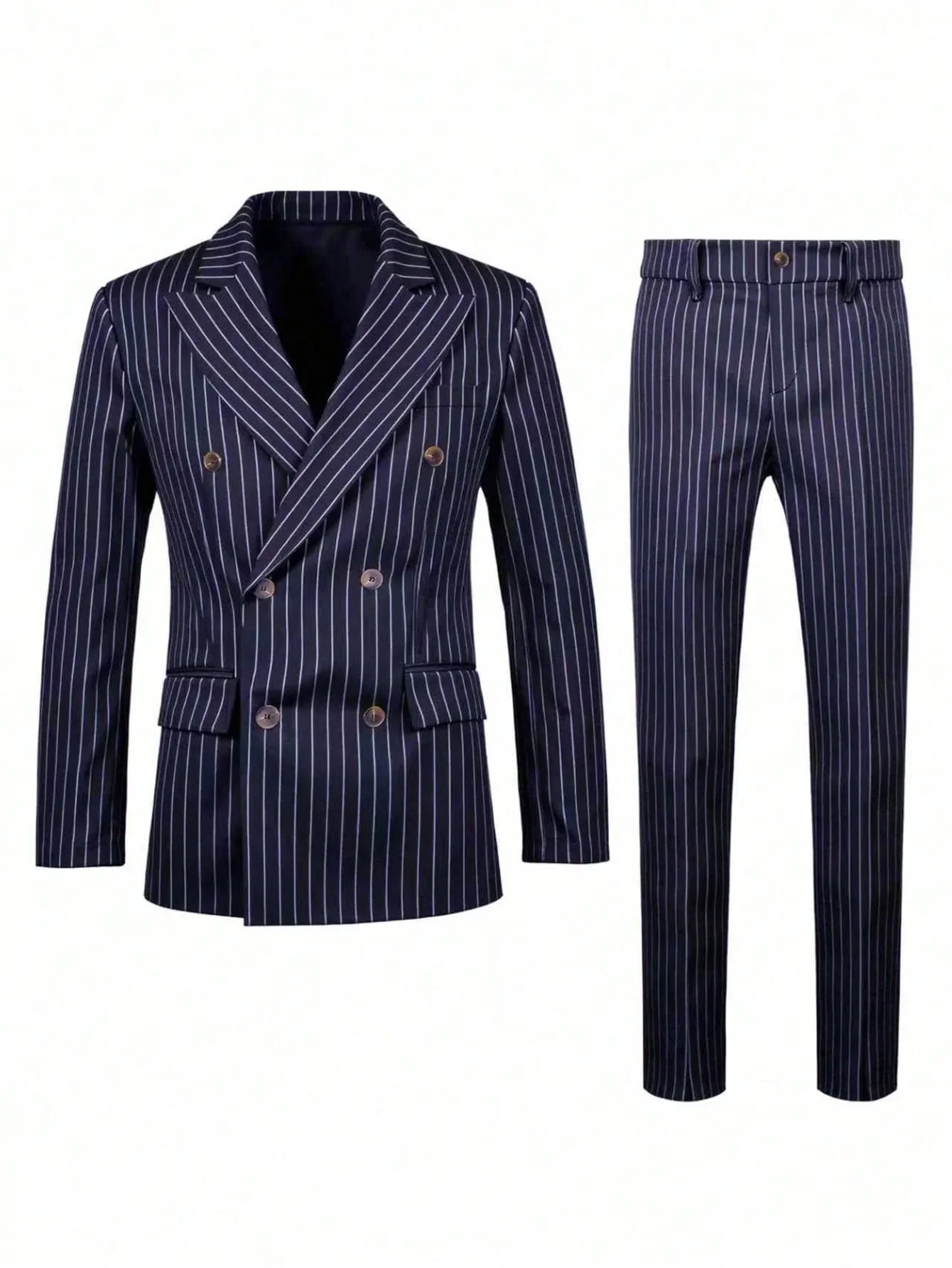 Men's Suit Sets Men's Striped Suits Dress Pants for Business Dinners and Weddings
