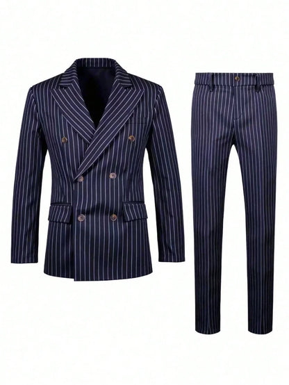 Men's Suit Sets Men's Striped Suits Dress Pants for Business Dinners and Weddings