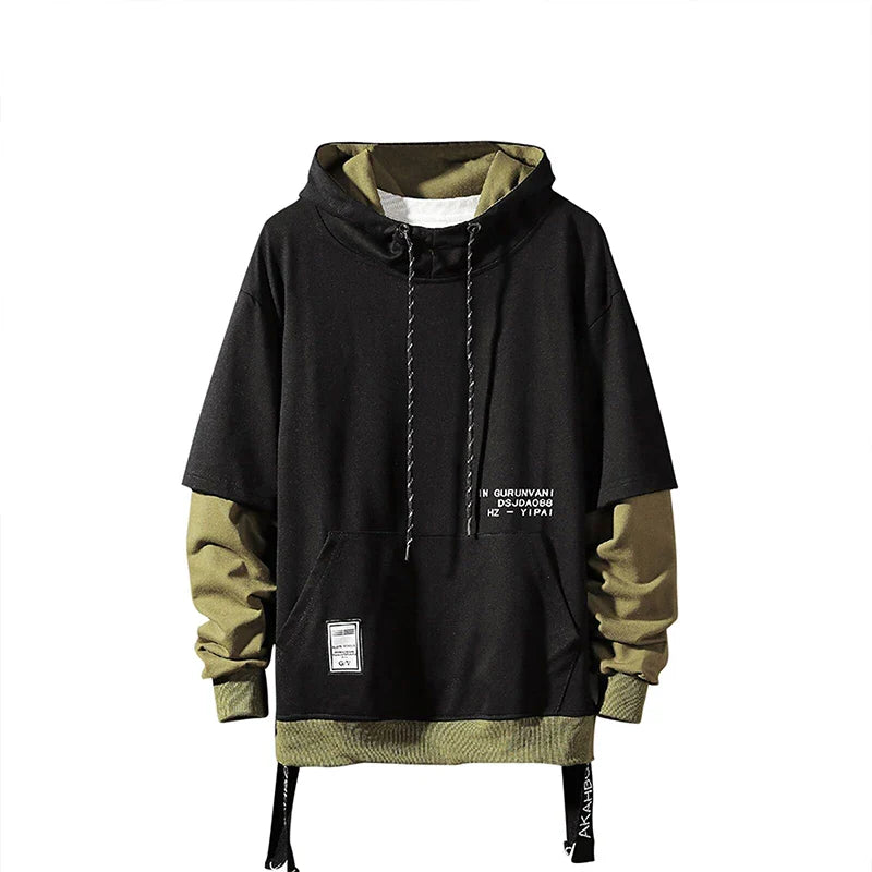 New Patchwork Hooded Sweatshirt Hip Hop Men Pullover Hoodies Streetwear Casual Fashion Clothes Colorblock Hoodie