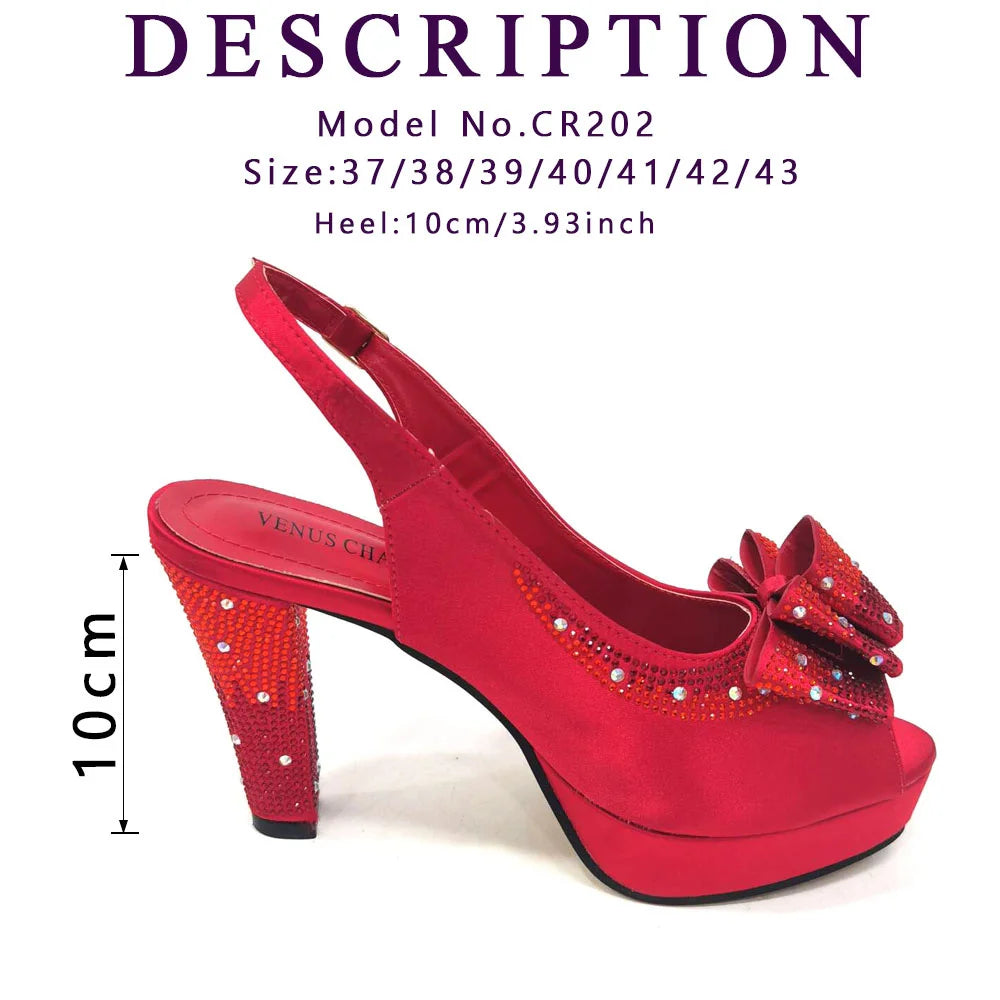 Women High Heels Sandals Printing Flower Material with Rhinestone Italian Design Coffee Color Open-Toed Shoes