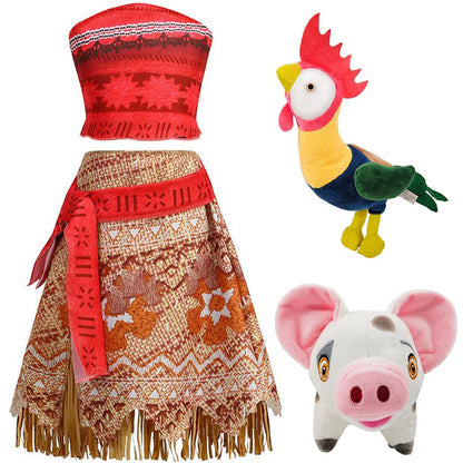 NEW Moana Episode 2 Movie Costume Princess Vaiana Role Play Dress Girls Carnival Outfit Toddler Polynesian Beach Dress