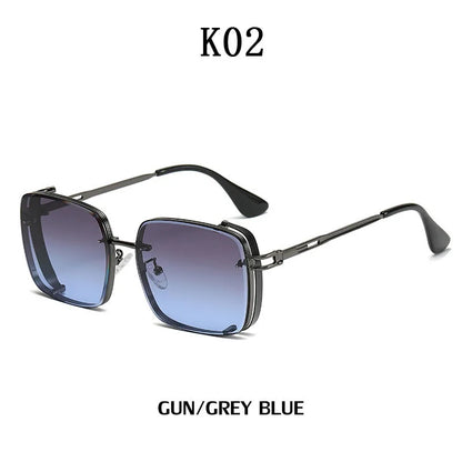 Square Punk Sunglasses For Men 2023 Luxury Steampunk Vintage Fashion Glasses Retro Shades Lunette De Soleil Homme Gafas De Sol