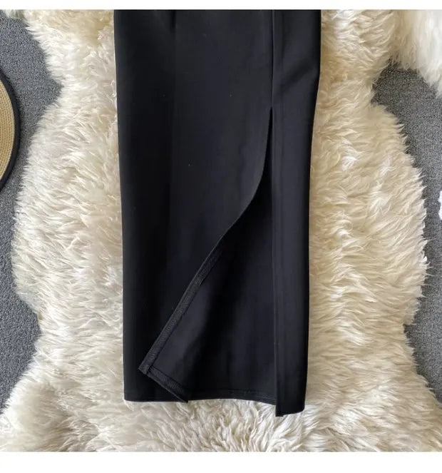 Ele High Waist Midi Skirt Slim Fit Pure Color Asymmetrical OL Busin Women's Faion Spring Ci Commute High Waist