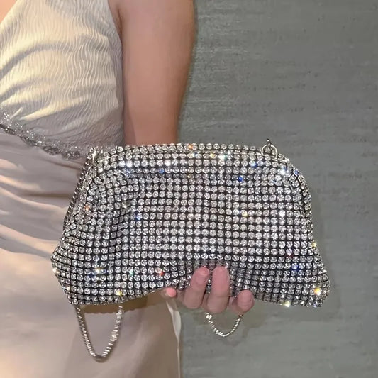 Luxury Glitter Cloud Bag Women's Handbag Crystal Shiny Rhinestones Diamond Evening Bag Wedding Party Clutch Purse Shoulder Bags