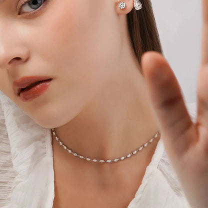 14.35-19ct Marquise Cut Moissanite Tennis Necklaces for Women Wedding Jewelry s925 Silver Authentic Moissanite Necklace