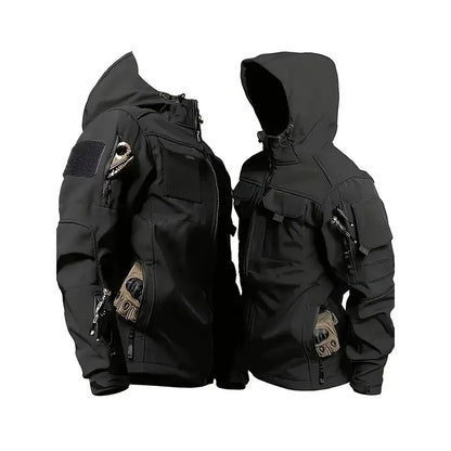 Men Lurker Shark Skin Soft Shell Tactical Jacket Waterproof Fleece Hooded Coat Hunt Clothes Outdoor New Solid Pocket Jacket Men