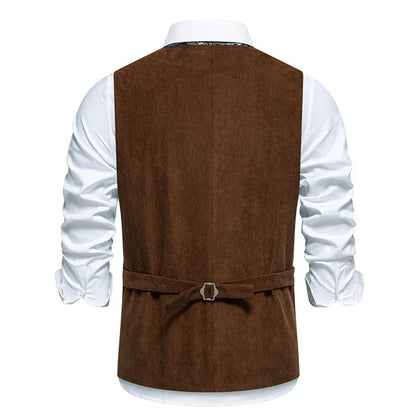 Suit Vest Man British Style Printed Single-breasted Male Waistcoat Slim V-neck Sleeveless Pocket Versatile Men Vest