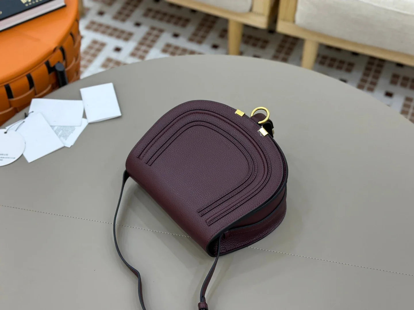 Classic Genuine Leather Saddle Crossbody Bag Vintage Fringe Shoulder Purse For Women Classic U-Shape Stitched Handbag
