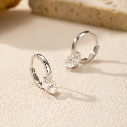 1.0CT D Color Moissanite Hoop Earrings 925 Sterling Silver Luxury Buckle Earrings For Women Wedding Fine Jewelry Gifts