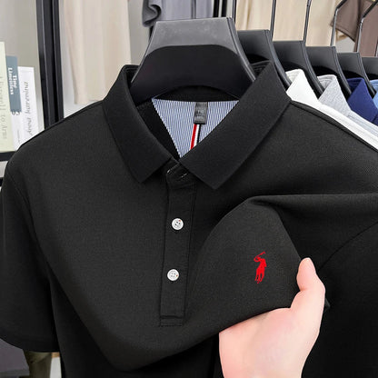 Luxury brand short sleeve men polo shirt summer ice silk breathable high-end pony embroidery design casual business Paul T-shirt