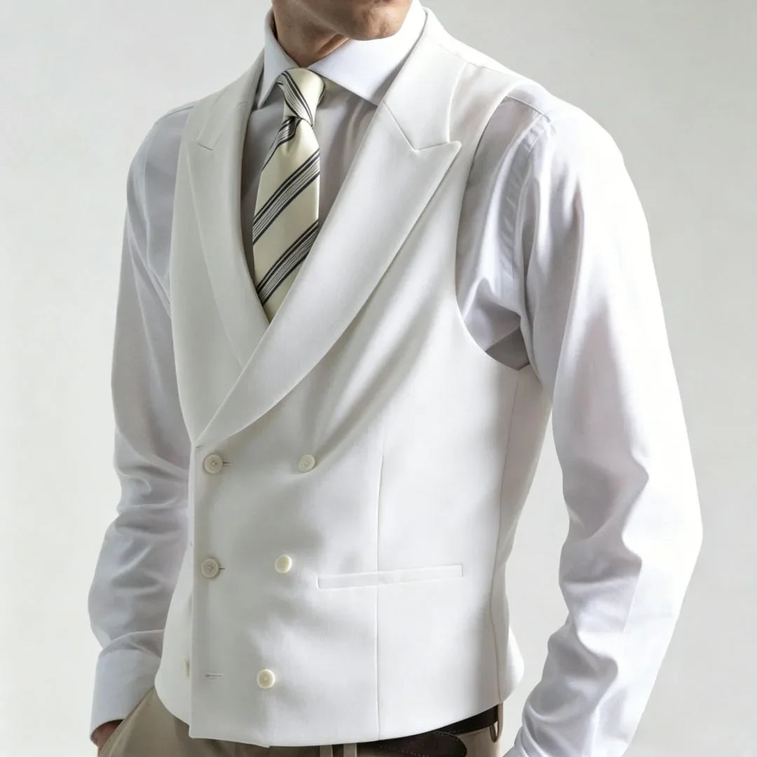 Men Vest Ivory Double Button With Lapel Waistcoat For Wedding Banquet Party Business Work Office Casual Daily Men Suit Vest