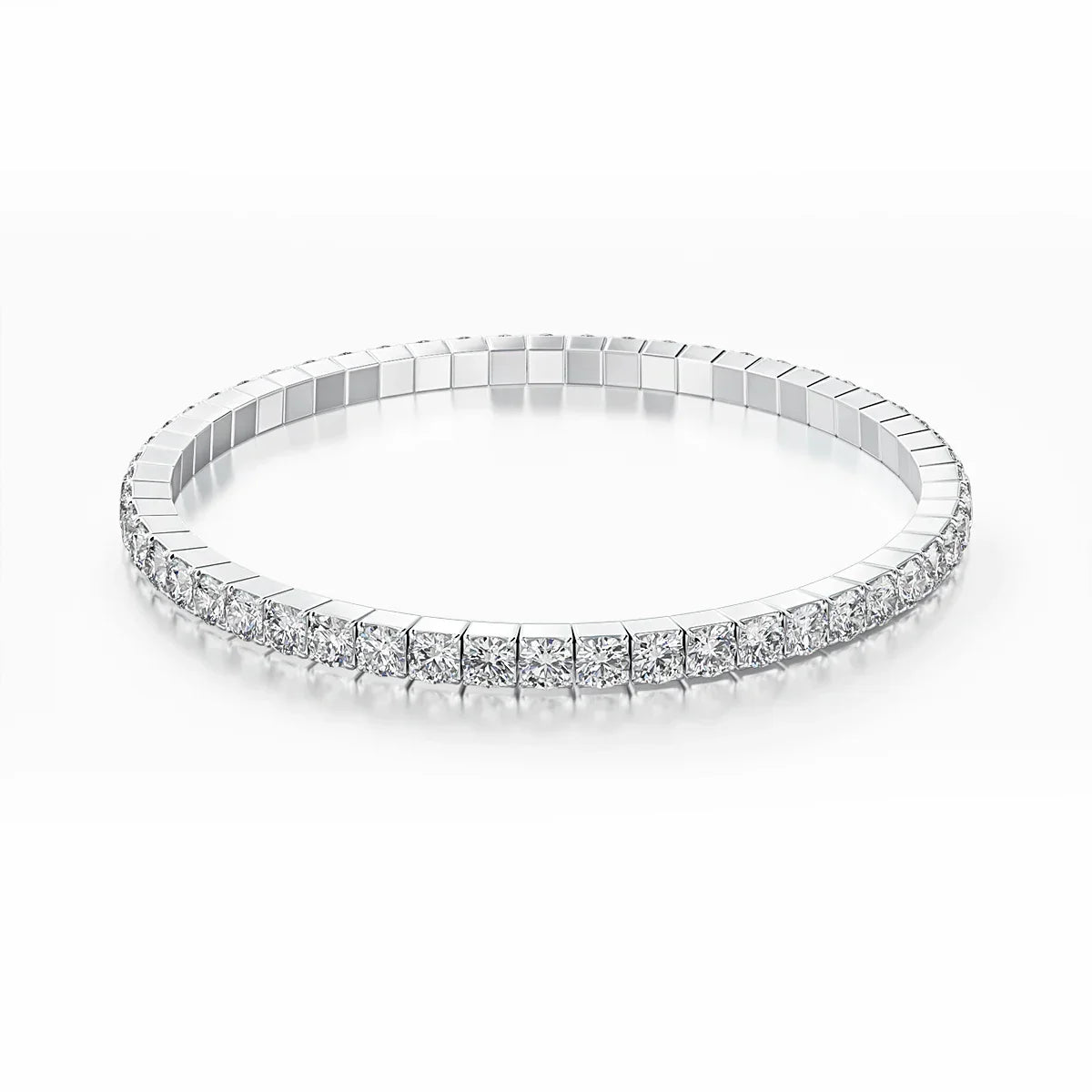 Stretch Rope Moissanite Tennis Bracelet for Women Man 2.5/3.mm Brilliant Cut 925 Sterling Silver Hand Chain Party Jewelry Gifts