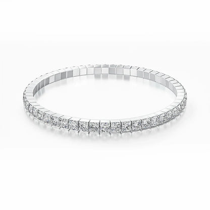 Stretch Rope Moissanite Tennis Bracelet for Women Man 2.5/3.mm Brilliant Cut 925 Sterling Silver Hand Chain Party Jewelry Gifts