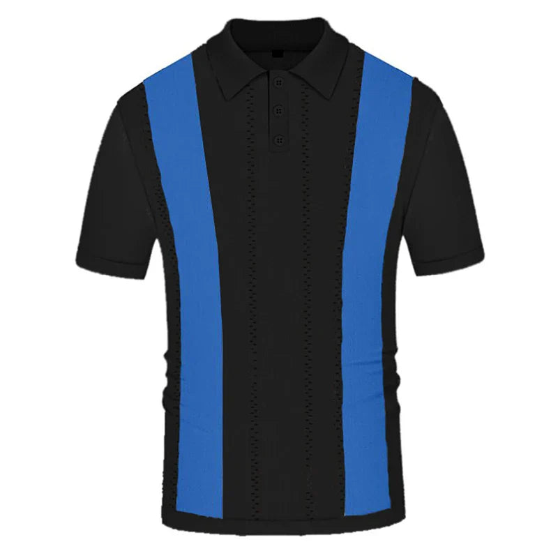 Summer Clothing Men's Casual Knitted Patchwork Short Sleeve Polo Shirt Lapel Button Breathable T Shirt Fashion Luxury M-3XL