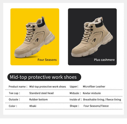 Latest Design Winter Plush Safety Boots Men Waterproof Steel Toe Indestructible Shoes Anti Smashing Puncture Proof Male Footwear