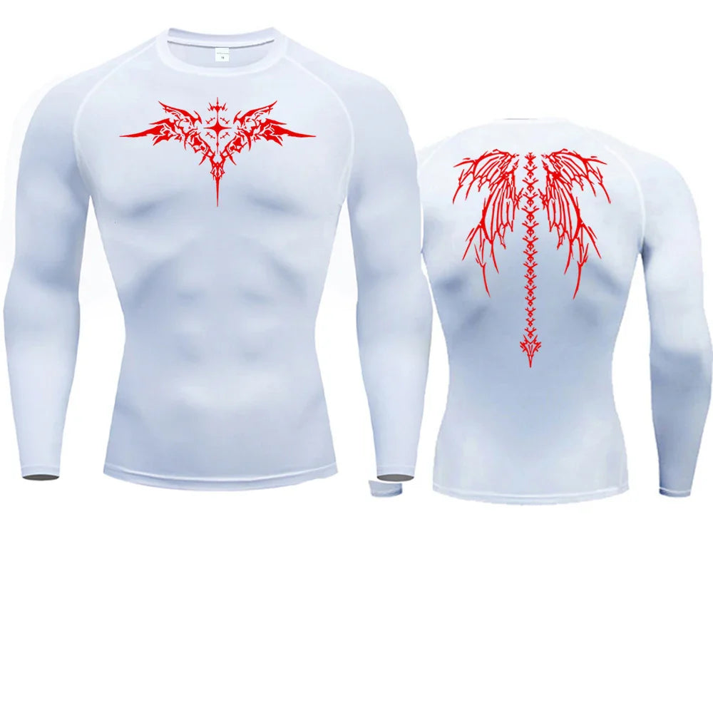 Anime Print Compression Shirt Mens Running T-Shirt Quick-Drying Fitness Sportswear Gym Sports Short Sleeve Breathable Tops
