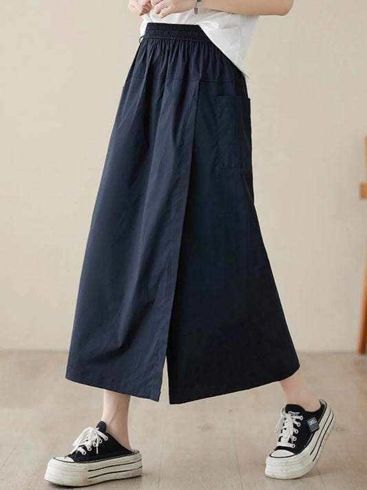 High Waist A-Line Midi Skirt Cotton Linen Women's Workwear Style Drawstring Pleated Skirt Commute Style Pure Color Skirt