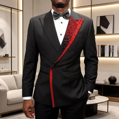 Men Beaded Slim Fit 2 Pieces Wedding Prom Mix Match Designer Style Suit Separates Groom Banquet For Special Occasion Wear