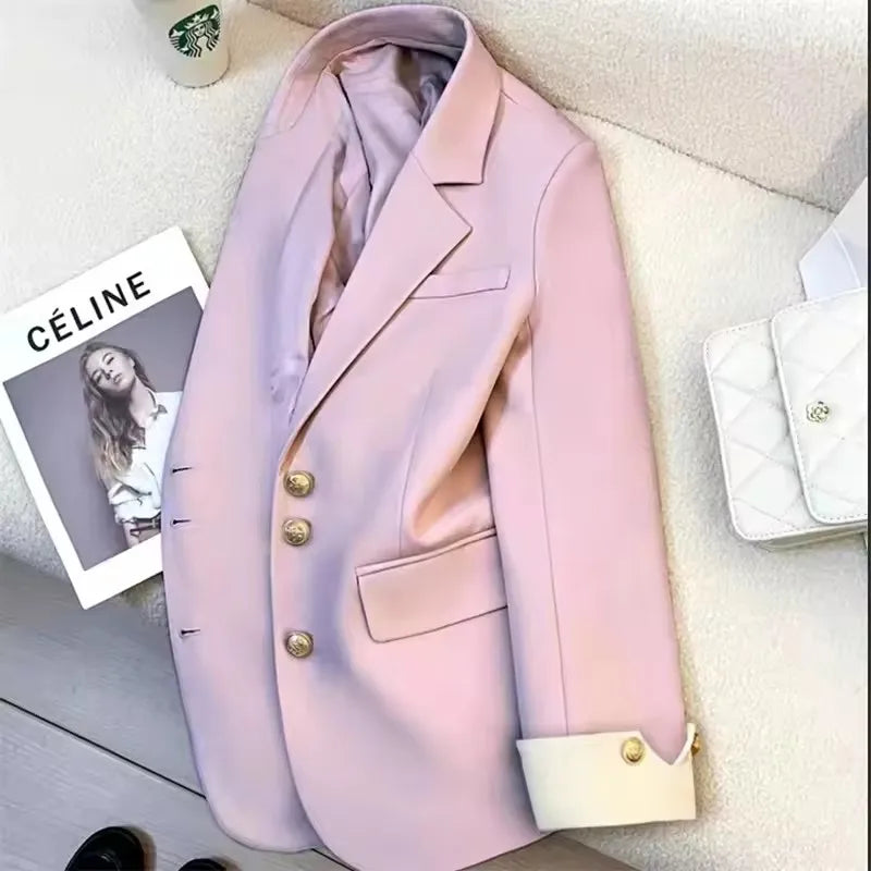 2025 Fashion Ladies Blazer Women Coat Spring Autumn Green Black Khaki Long Sleeve Female Business Work Wear  Formal Jacket