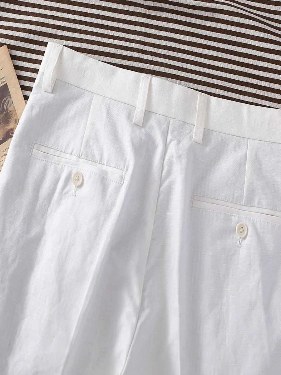 Street style French linen loose straight casual pants men's Neapolitan style business casual customizable