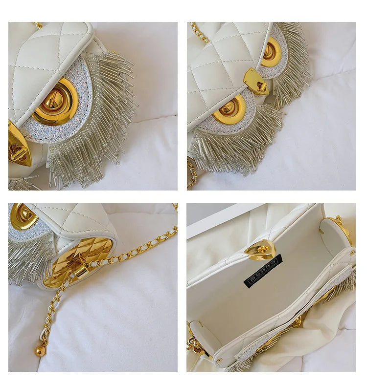 Cute Owl Bags for Women 2026 New Luxury Designer Handbag Fashion Tassel Crossbody Bag Leather Animal Print Shoulder Bag Woman