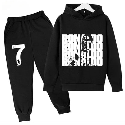 Quick-Dry CR7 Kids Tracksuit 7-13Y Ronaldo 7# Print Sports Outfit Breathable Fabric Active Wear Kids Boutique Clothes