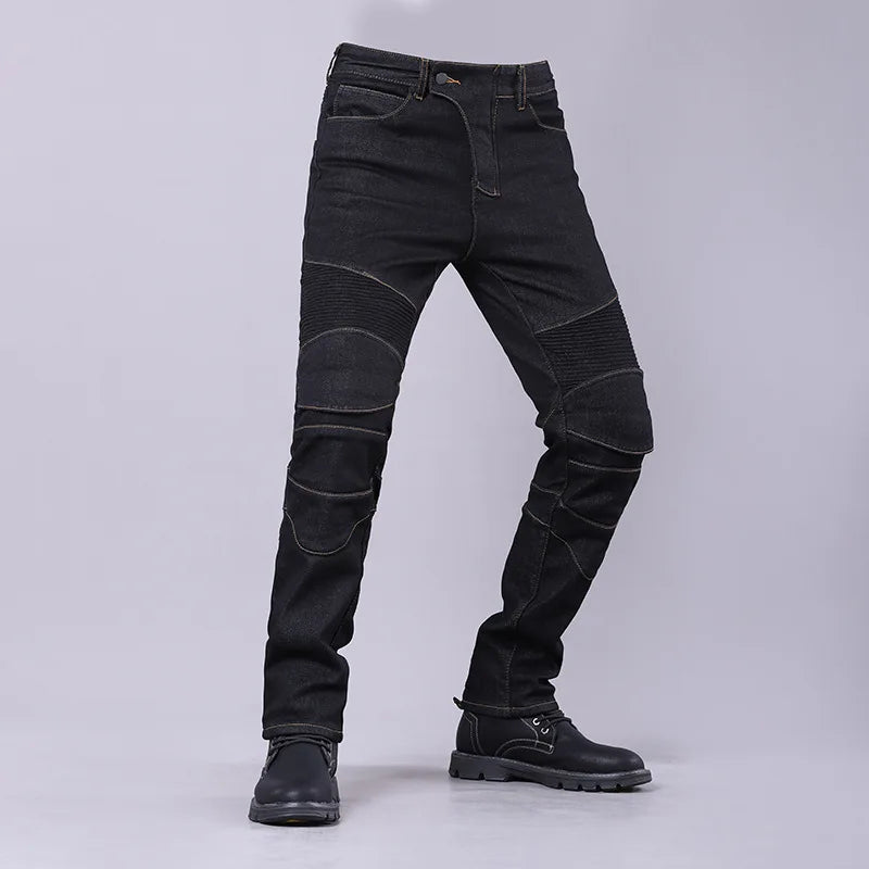 Men's Winter Biker Jeans Motocycle Denim Pants Male Stretch Original Long Trousers Off-road Protection Pants Plus Size 5XL