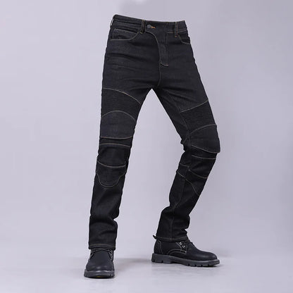 Men's Winter Biker Jeans Motocycle Denim Pants Male Stretch Original Long Trousers Off-road Protection Pants Plus Size 5XL