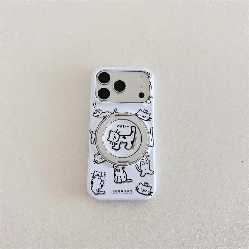 Pink Polka Dot Bow Phone Case For iPhone 17 16 15 Pro Max Cute Soft Shockproof Cover With 360°  Ring Stand Camera Protect