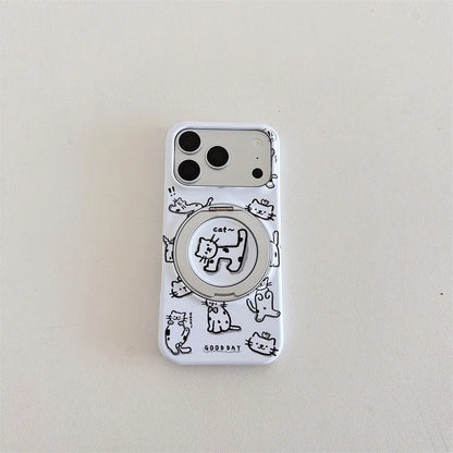 Pink Polka Dot Bow Phone Case For iPhone 17 16 15 Pro Max Cute Soft Shockproof Cover With 360°  Ring Stand Camera Protect