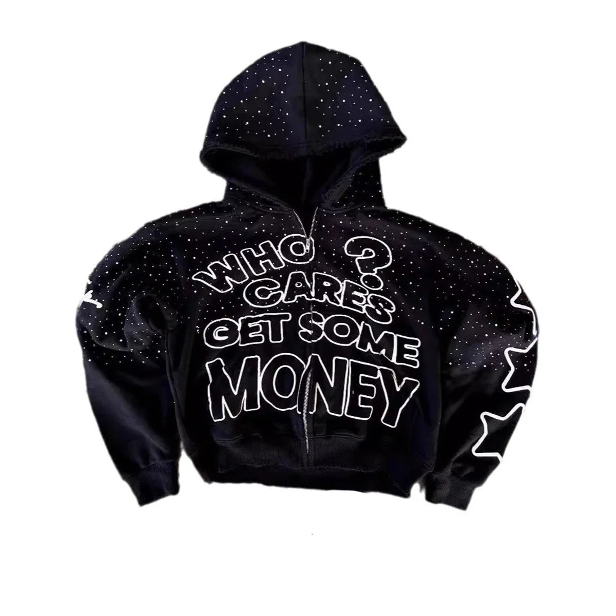 Y2K Trendy American Letter Pattern Loose Casual Hooded Zipper Retro Hoodie Fashionable Jacket