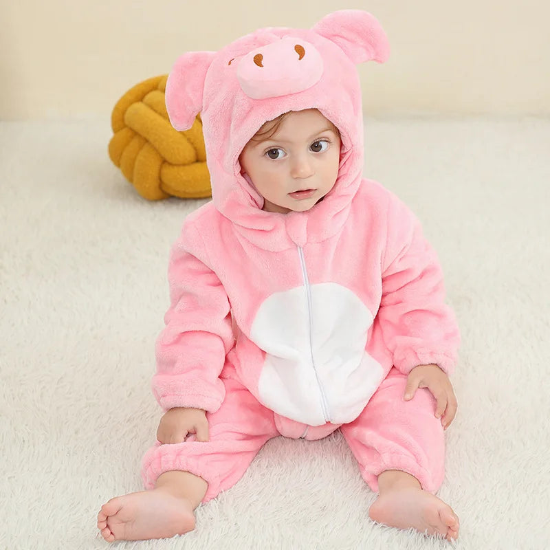 Cute Monkey Tiger Dinosaur Cosplay Costumes Boys Girls Toddler Animal Jumpsuit Baby Rompers Infant Clothes Pyjamas Kids Kigurumi