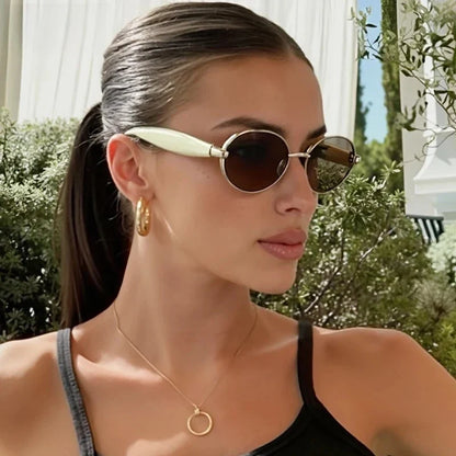 Sexy Small Oval Punk Sunglasses Women 2026 Luxury Vintage Steampunk Metal Frame Sun Glasses For Ladies Trendy Traveling Shades
