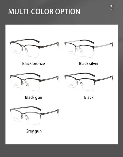 New Ultra-Lightweight Business Titanium Frame Semi-Rimless Reading Glasses Men Customized Prescription Myopia C8813T