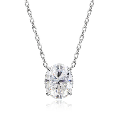 1-4.5ct Oval Cut Moissanite Necklaces for Women Daily Jewelry Solid 925 Silver Chain Wrap Diamond Pendant Birthday Gift