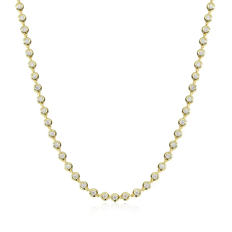 Full 3mm Round Moissanite Tennis Necklaces for Women GRA Certified s925 Sterling Silver 18k Dainty Lab Diamond Necklace