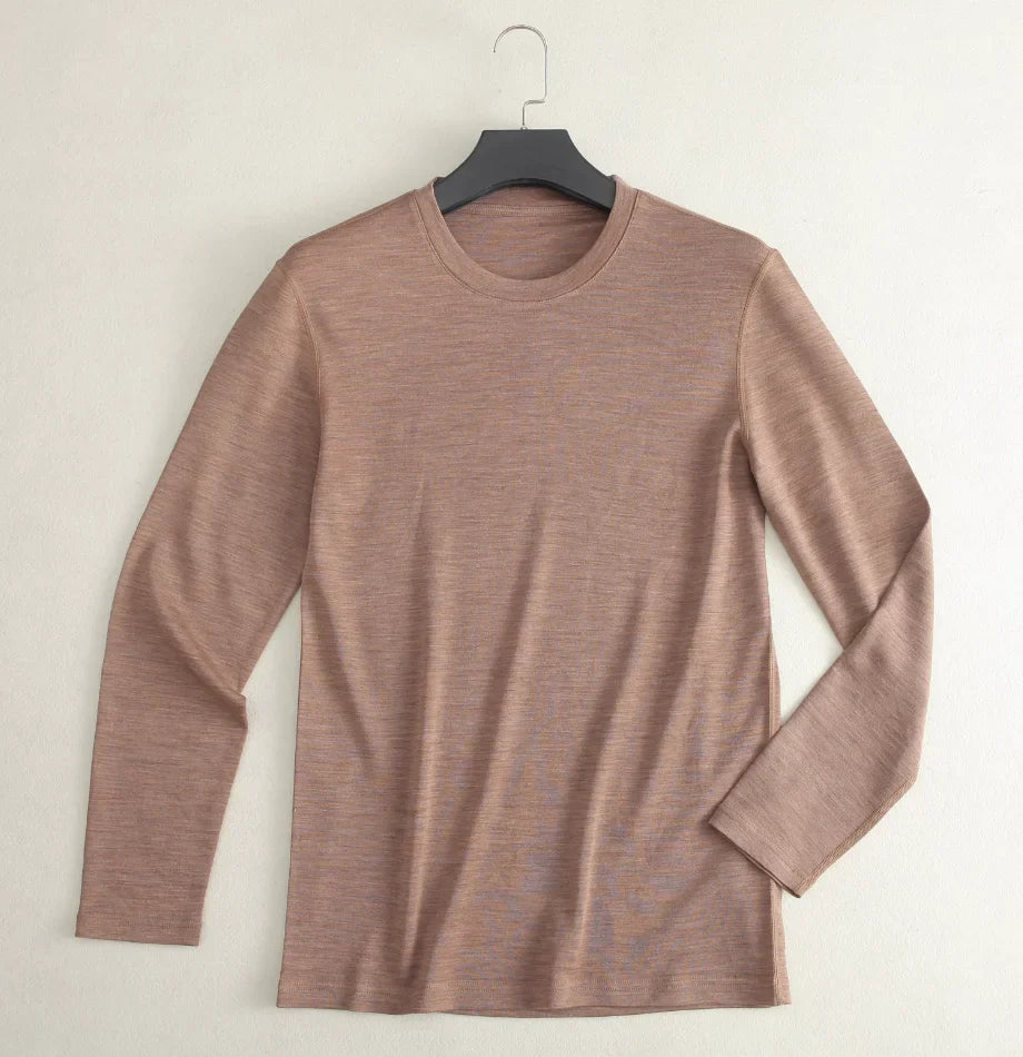 Men's 100% Merino Wool Base Layer Shirt 240G Thermal Top Warm Wicking Breathable Anti-Odor Underwear Warm Clothing Base Layer