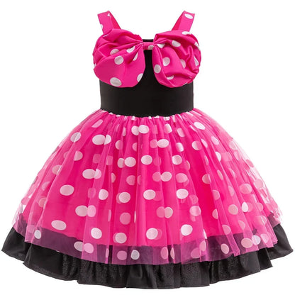 Polka Dot Girls Party Dresses Sleeveless Summer Bowknot Princess Dress Cartoon Mouse Cosplay Costume Kids Birthday Gift Outfit