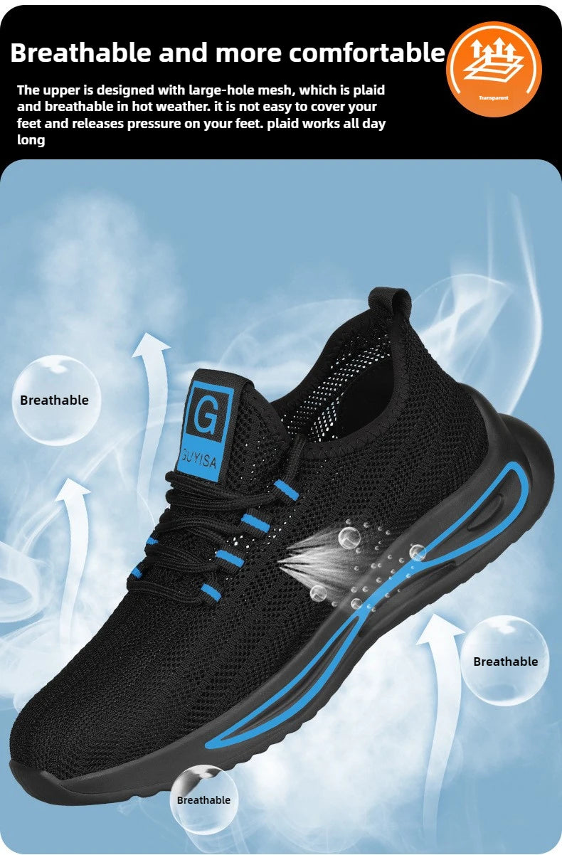 summer safety construction shoes breathable work shoes Indestructible Sneakers Unisex Men Safety Shoes For Work With Steel Toe