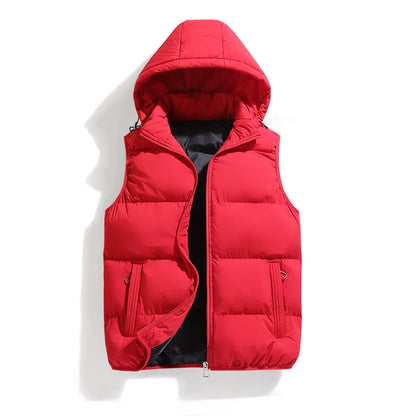 Mens Vest Jacket Warm Sleeveless Jackets Winter Waterproof Zipper Coat Autumn Stand-up Collar Casual Waistcoat Brand Clothing
