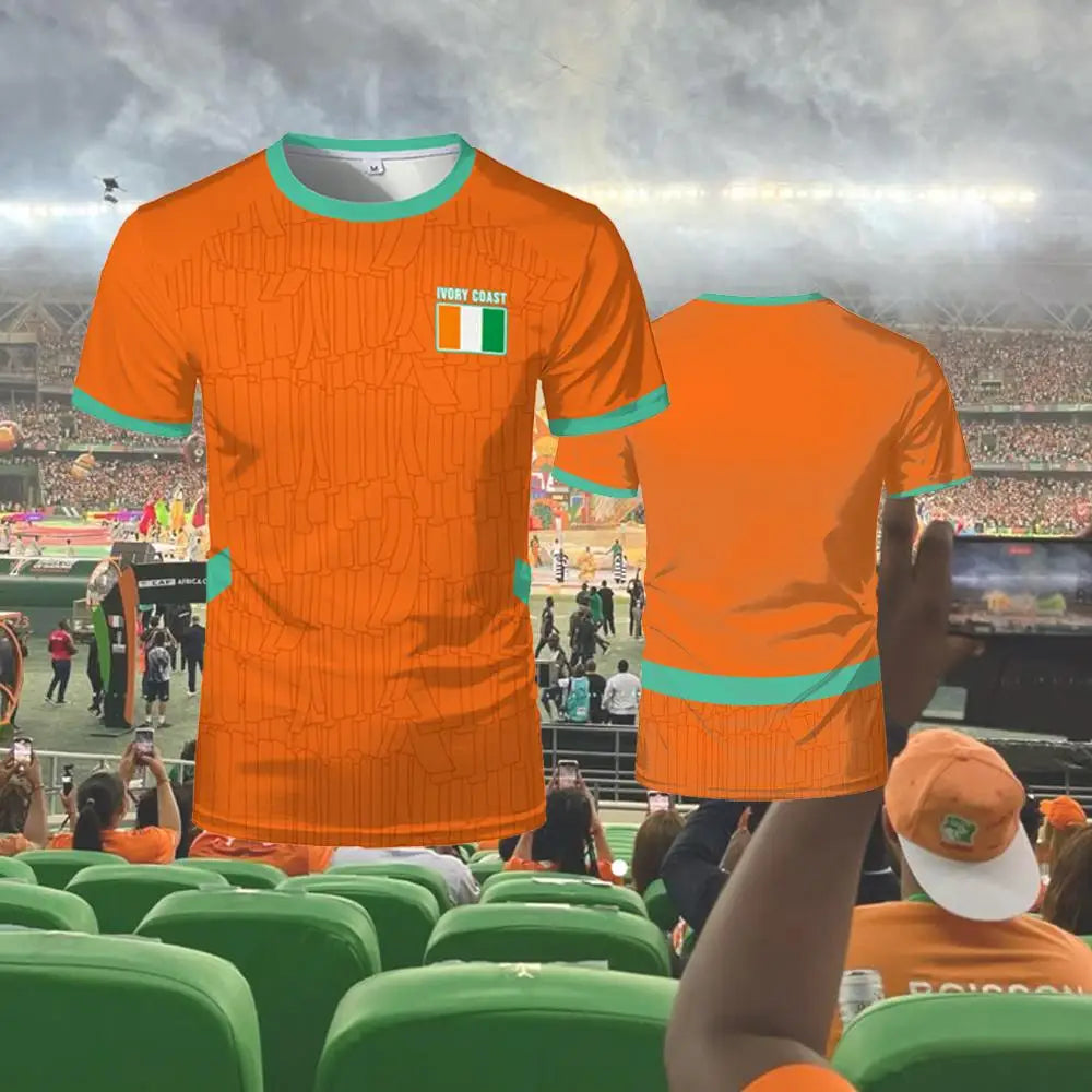 2025 New Ivory Coast Themed T-Shirt Outdoor Sports Breathable Quick-Drying Jersey Unisex Africa Cup Of Nations Fan Jersey